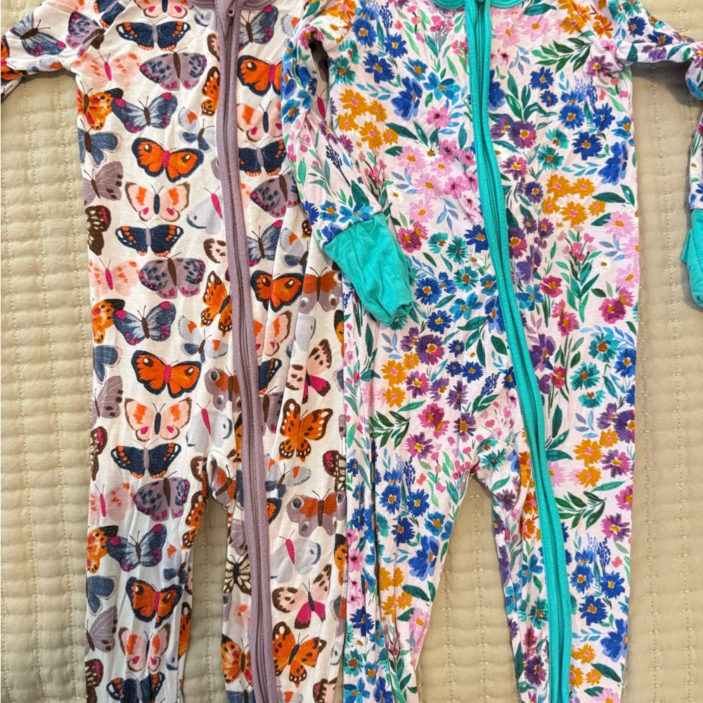 Little Sleepies Butterfly and sweet pea zippy bundle - Multicolor
